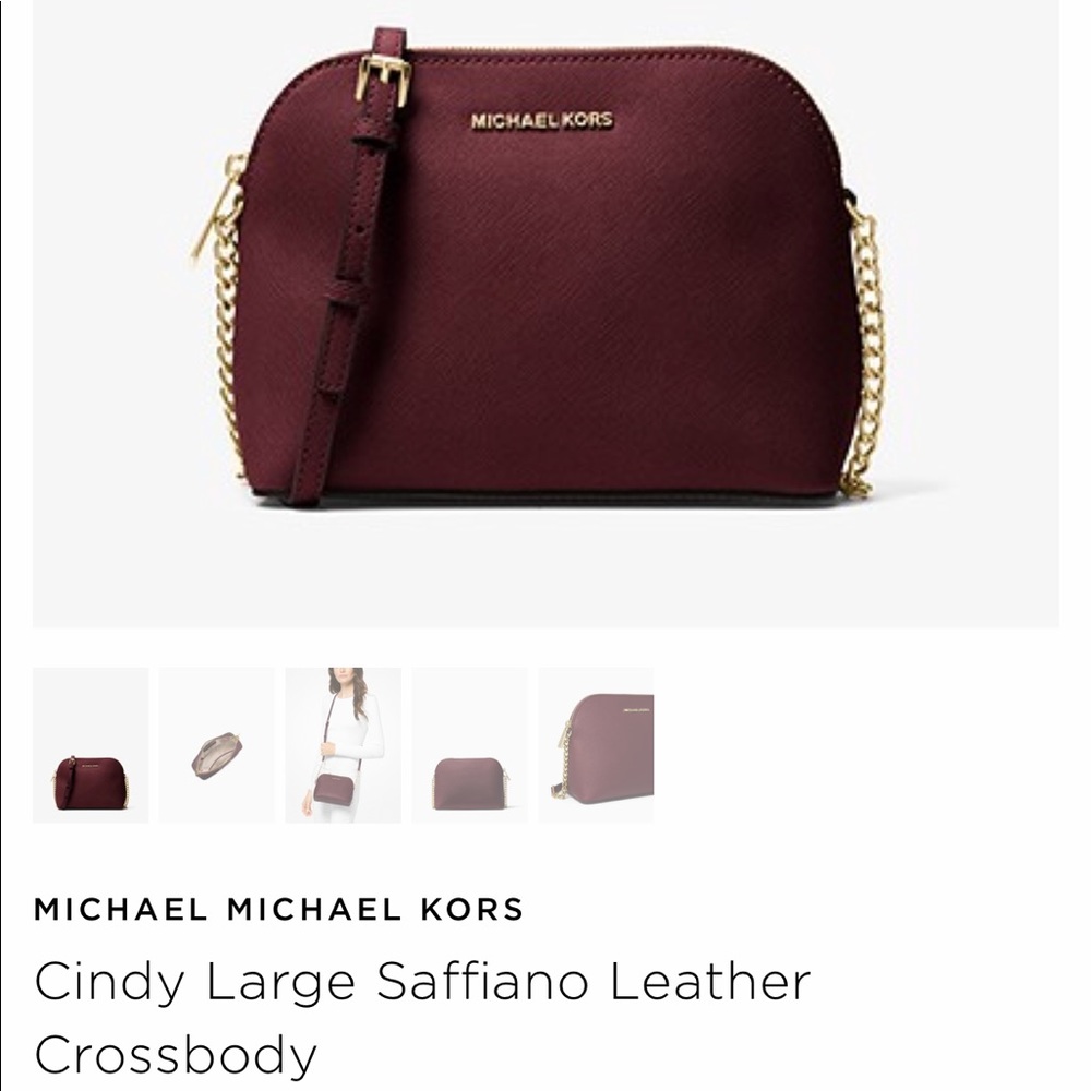 Cindy Large Saffiano Leather Crossbody - Oxblood